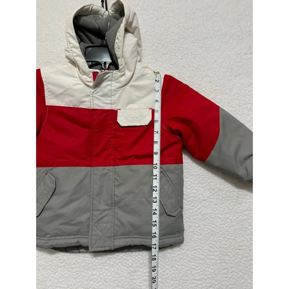 Old Navy Kids 3T‎ Winter Jacket Colorblock Red White Gray Hooded Warm